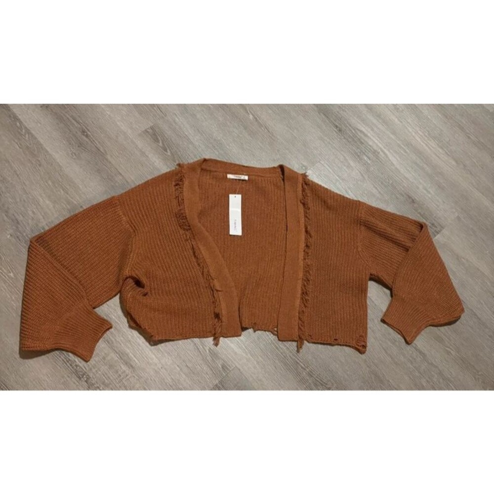 NWT Timing Burnt Orange Oversized Cropped Cardigan Size Small
